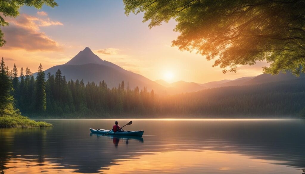 kayak in a serene lake
