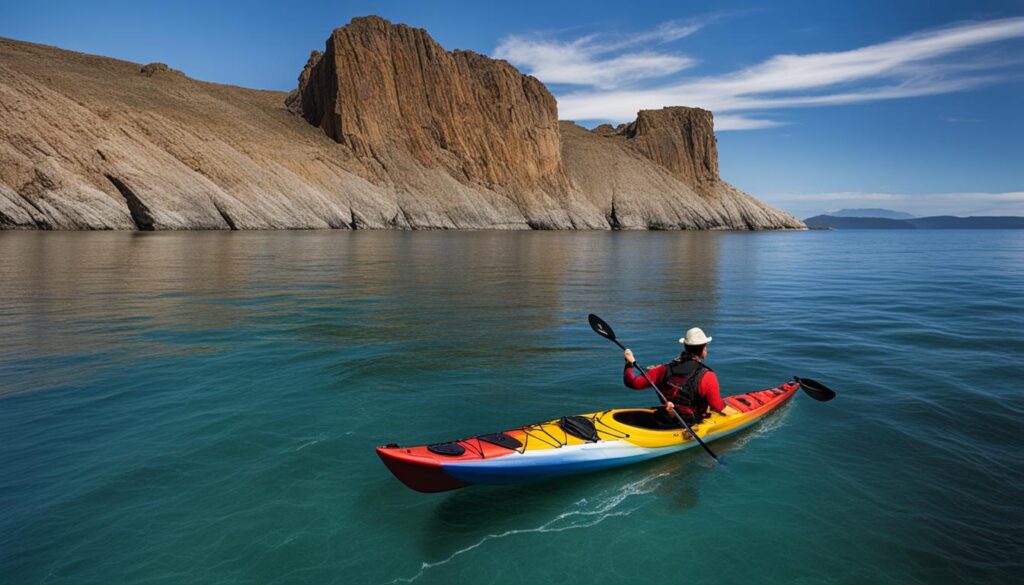 kayaking in the open sea