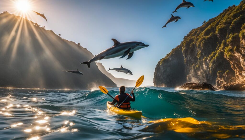 Encountering marine life while kayaking