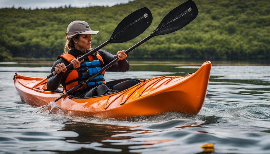 Thigh brace placement for efficient paddling