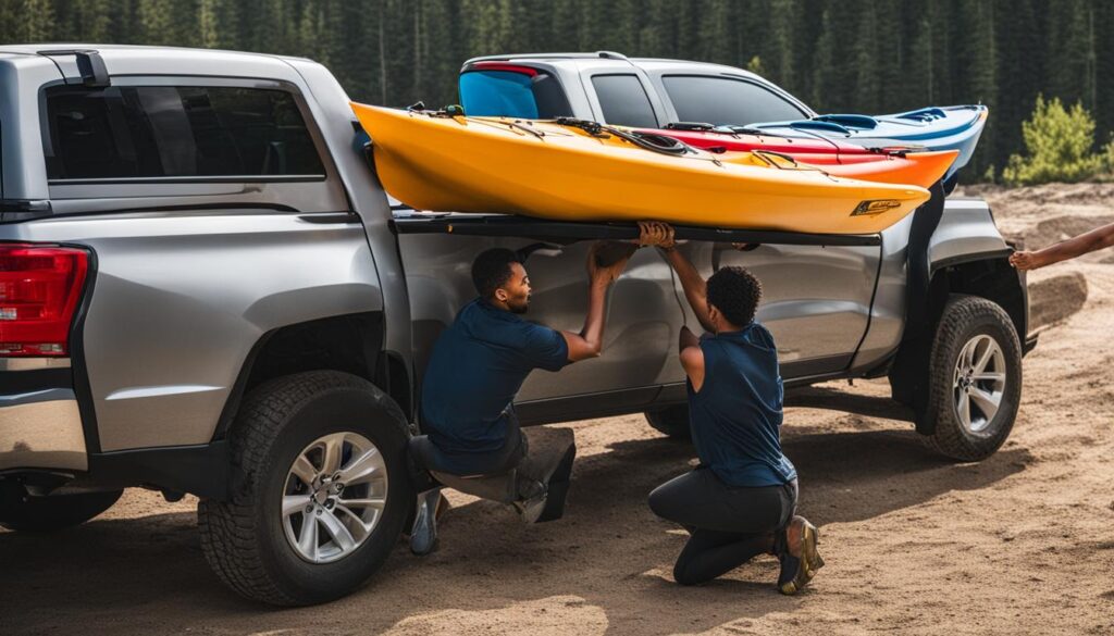 loading kayaks onto truck beds
