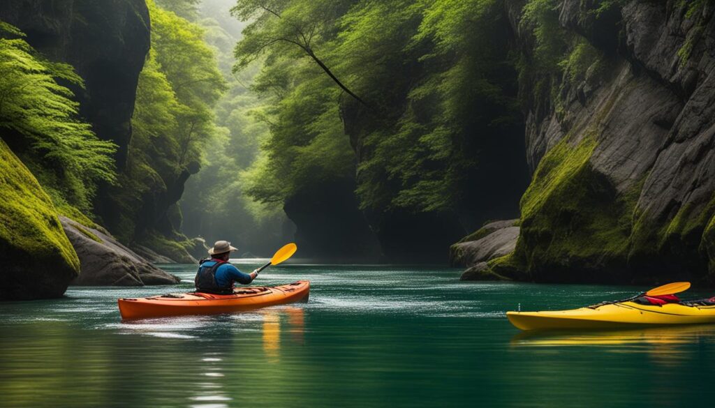 navigating rivers while kayaking