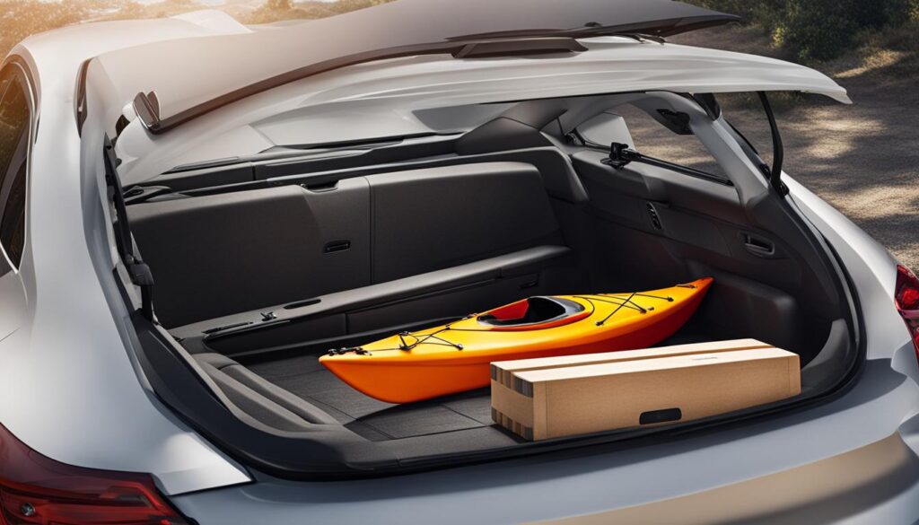 transporting a kayak inside the car