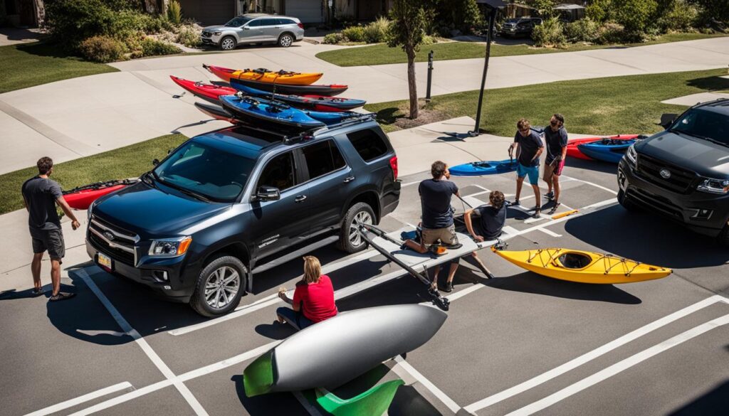 unloading tandem kayaks from vehicles
