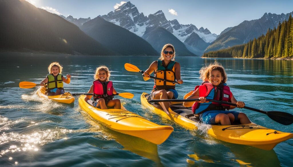 Family kayaking on Lake Tahoe