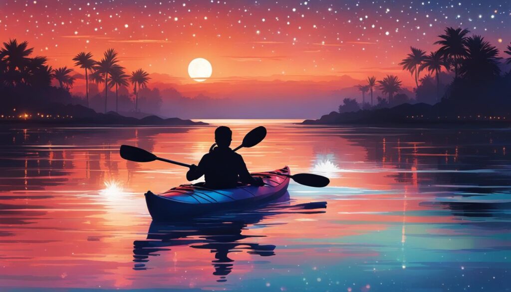 Romantic night kayak trip