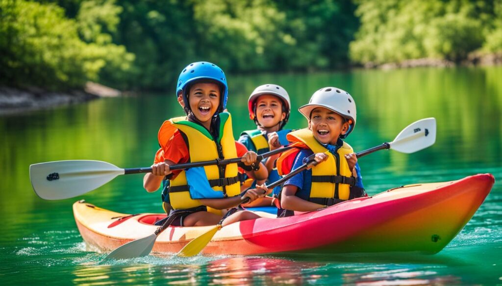 children kayaking
