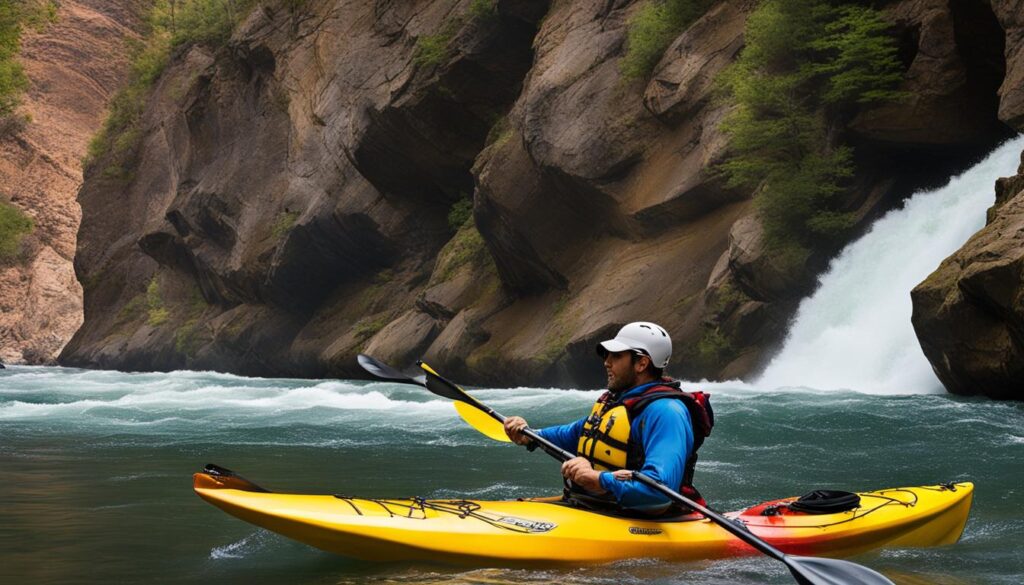 kayakers in whitewater river