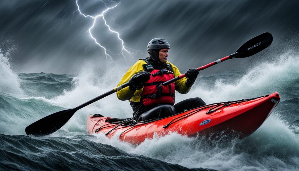 kayaking in stormy weather