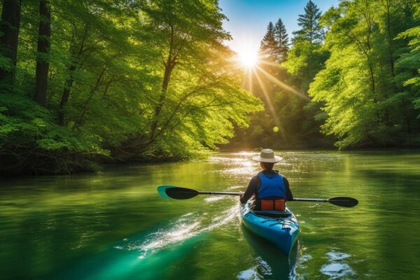 kayaking sunny hot conditions